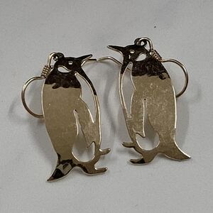 Wild Bryde 24kt Plated Gold Penguin Earrings Christmas Holiday